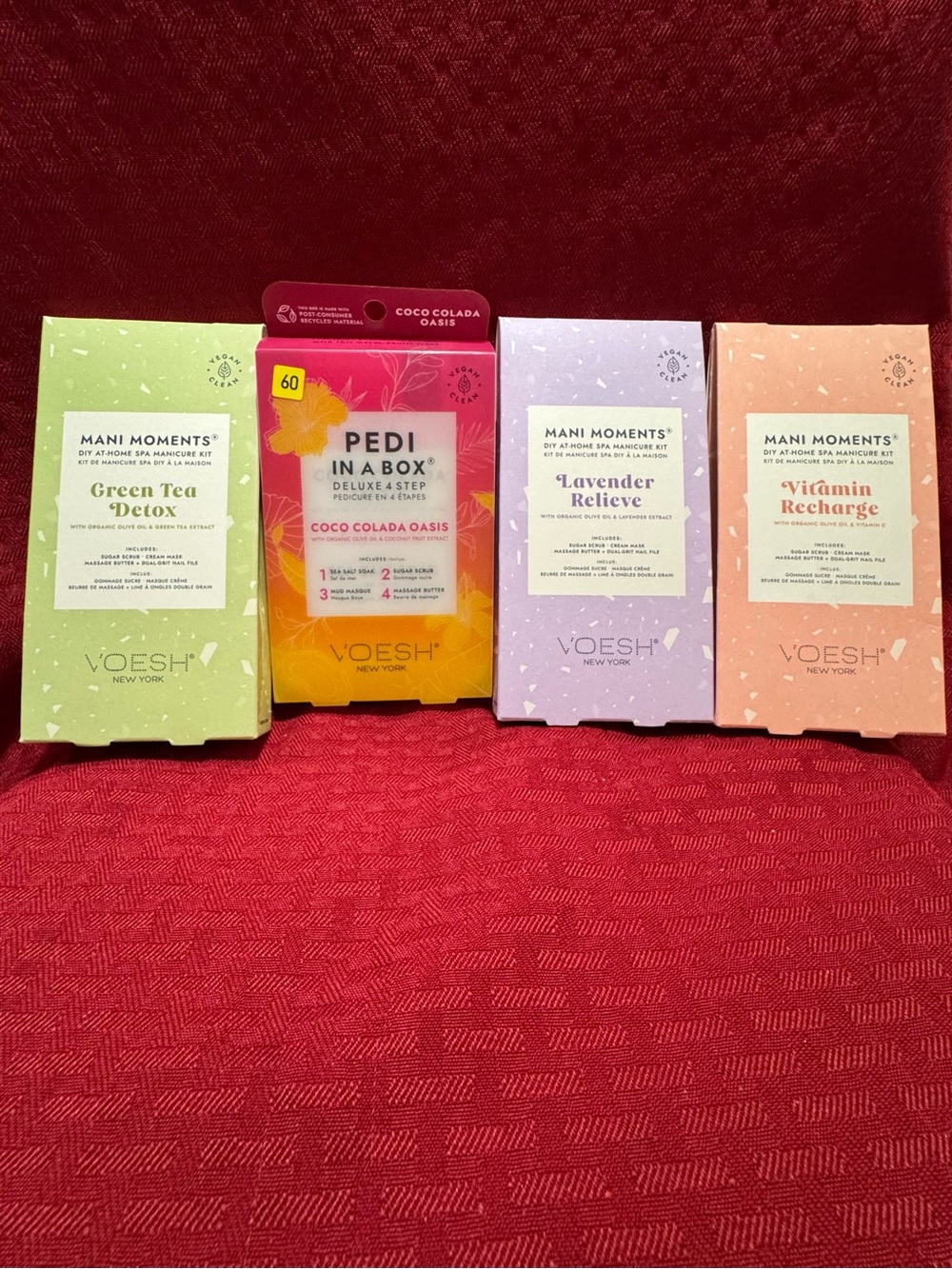 VOESH Pedi In A Box Coco Colada Oasis and 3 pack of assorted Mani moments.